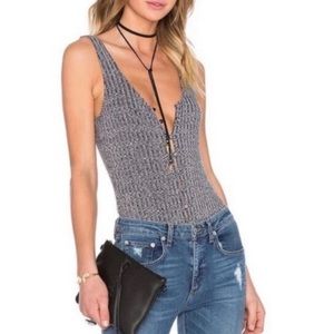 Privacy Please Gayle Button-Front Ribbed Bodysuit